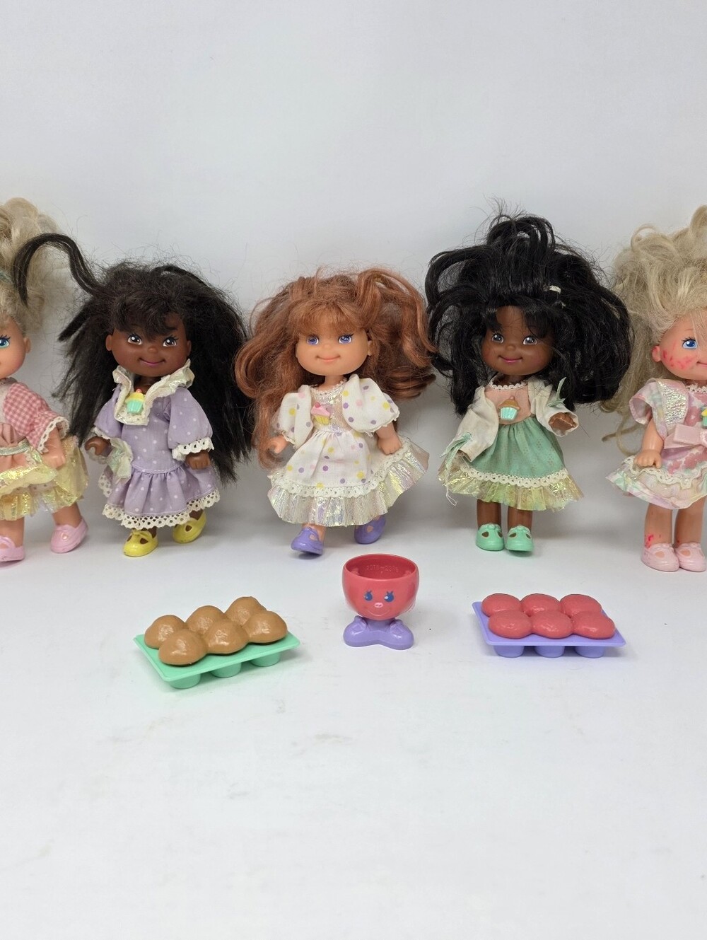 Vintage 1988 Mattel Cherry Merry Muffin Dolls Lot of 5 with Accessories